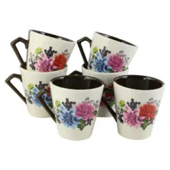 Set 6 cani din ceramica cu motive florale