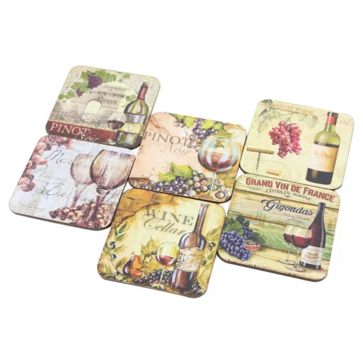 Set 6 suporturi din lemn 9x9xCM - Coffee/Vin/Lavanda
