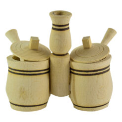 Set solnita realizat din lemn. cu capac si lingurita dozatoare - Design Rustic
