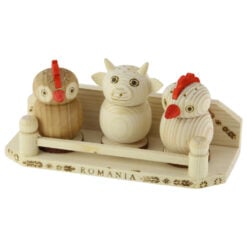 Set 3 solnite din lemn cu suport  19x9 CM - Design Rustic