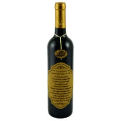 Vin rosu 750 ml "Cele zece porunci ale consumatorului de vin..." cu eticheta personalizata din pluta