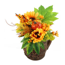 Aranjament floral cu floarea soarelui si bobite 22 CM