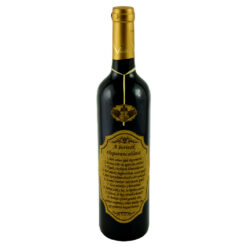 Vin rosu 750 ml "A borivok tizparancsolata..." cu eticheta personalizata din pluta