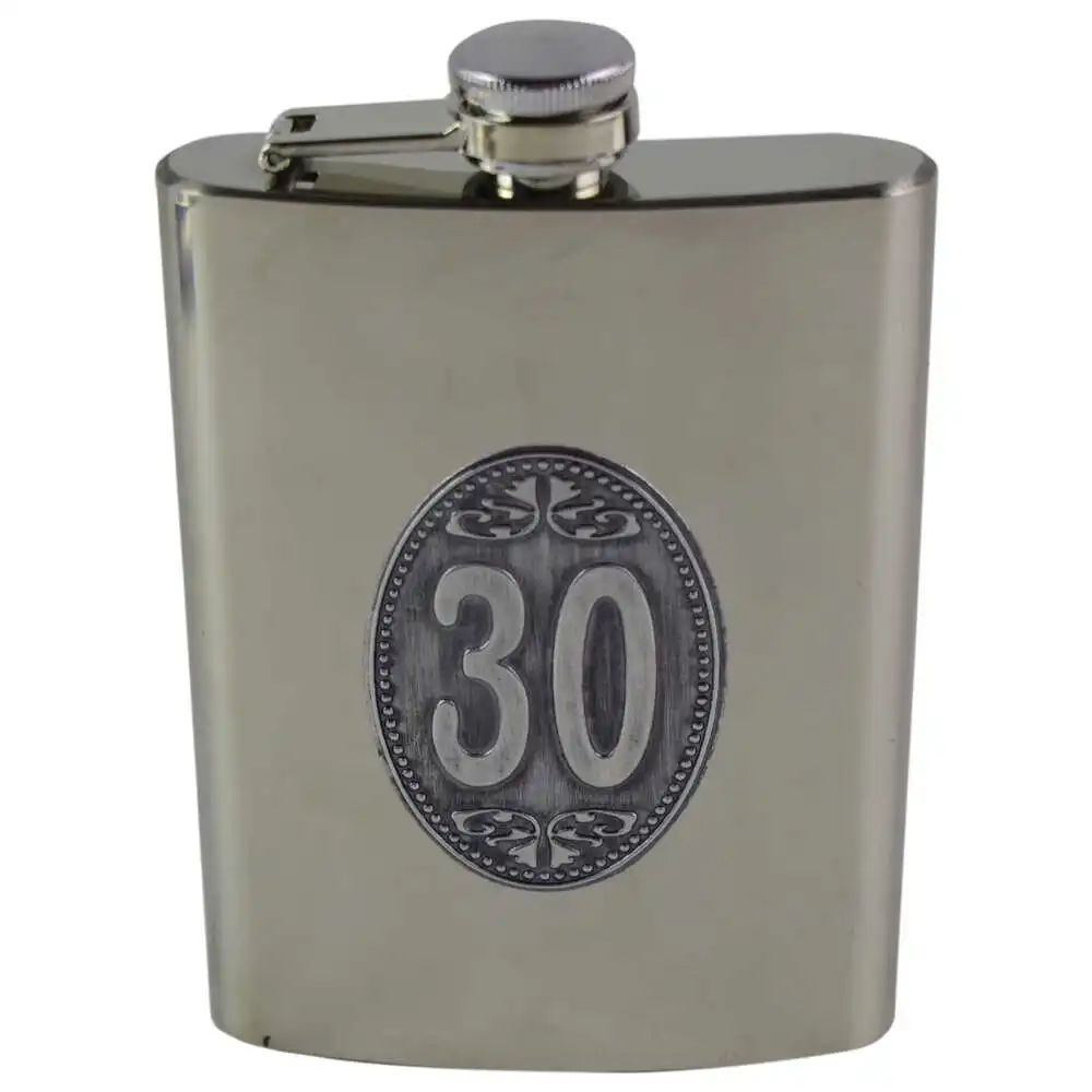 Plosca din inox cu eticheta embosata "30" 210 ml