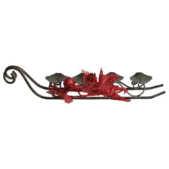 Suport lumanare din metal cu patru brate in forma de sanie lunga cu decor floral artificial - Diferite tipuri