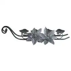 Suport lumanare din metal cu patru brate in forma de sanie lunga cu decor floral artificial - Diferite tipuri