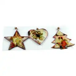 Decoratiune pentru craciun realizata din lemn - Diferite modele ( 9cm )