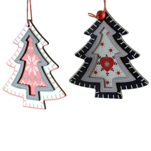 Decoratiune sezoniera pentru usa realizata din lemn - Design Brad - Diferite modele ( 10cm )
