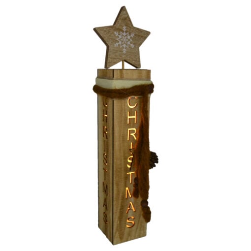 Decoratiune cu LED realizata din lemn - Design Stea ( 53cm )