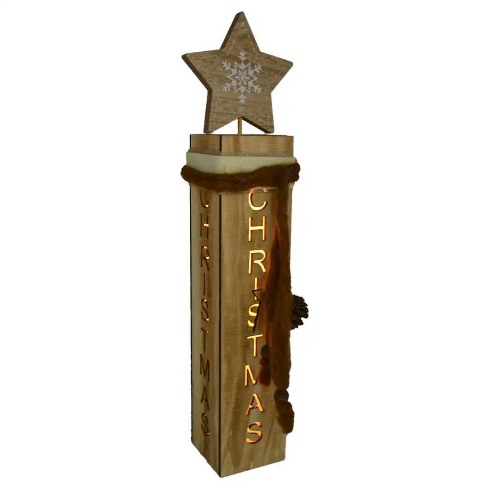 Decoratiune cu LED realizata din lemn - Design Stea ( 53cm )