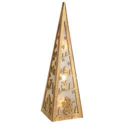 Decoratiune cu LED realizata din lemn in forma de triunghi ( 38cm )