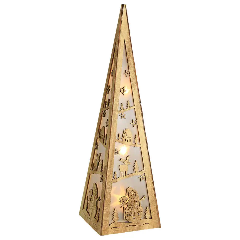 Decoratiune cu LED realizata din lemn in forma de triunghi ( 38cm ) Decoratiune cu LED realizata din lemn in forma de triunghi ( 38cm )