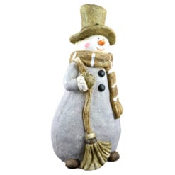 Figurina decorativa realizata din ceramica - Design Om de Zapada cu palarie . fular