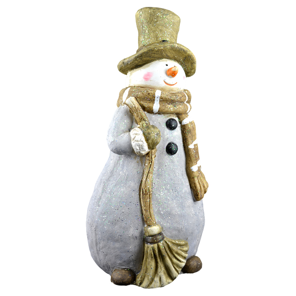 Figurina decorativa realizata din ceramica - Design Om de Zapada cu palarie . fular Figurina decorativa realizata din ceramica - Design Om de Zapada cu palarie . fular