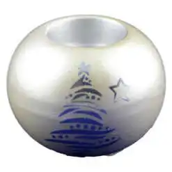 Candela in forma de glob realizat din ceramica - Design cu brad si stelute