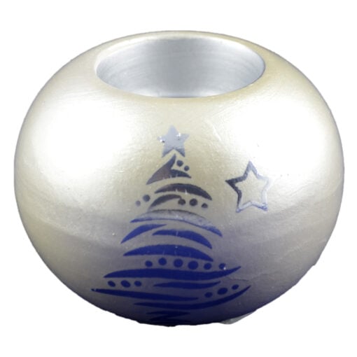Candela in forma de glob realizat din ceramica - Design cu brad si stelute