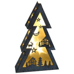 Decoratiune realizata din lemn in forma de brad cu lumini led - Design Craciun