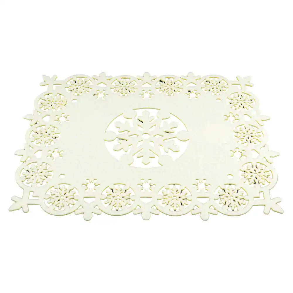 Suport farfurie Craciun din pasla 30x40 CM - Fulgi de zapada