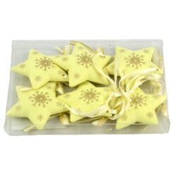 Set 6 decoratiuni pentru brad in forma de stea realizat din plastic - Design cu fulgi de nea