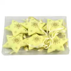 Set 6 decoratiuni pentru brad in forma de stea realizat din plastic - Design cu fulgi de nea