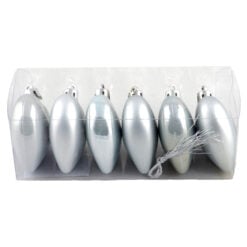 Set 6 globuri argintii pentru brad in forma de inima realizate din plastic