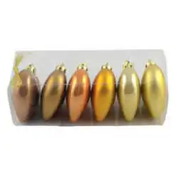 Set 6 globuri aurii pentru brad in forma de inima realizate din plastic