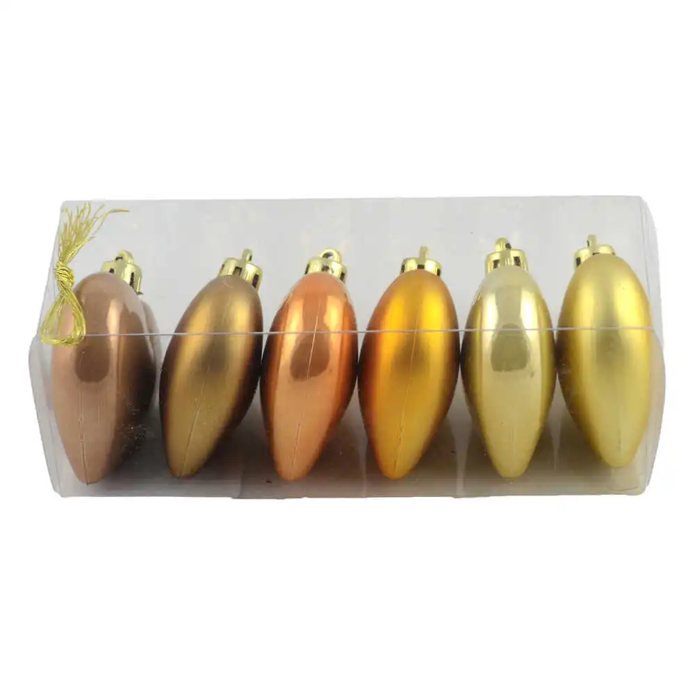 Set 6 globuri aurii pentru brad in forma de inima realizate din plastic Set 6 globuri aurii pentru brad in forma de inima realizate din plastic