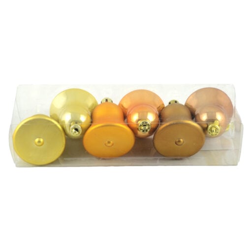 Set 6 globuri auriii pentru brad in forma de clopotel realizate din plastic