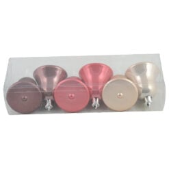 Set 6 globuri rosii/roz pentru brad in forma de clopotel realizate din plastic