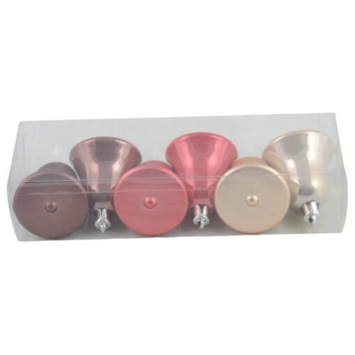 Set 6 globuri rosii/roz pentru brad in forma de clopotel realizate din plastic