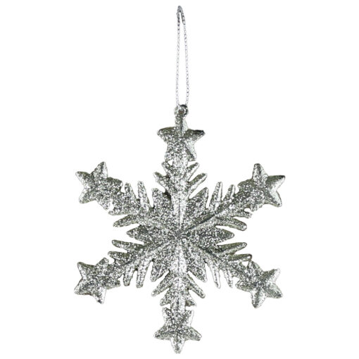 Ornament de brad Stea cu glitter din plastic 10 CM