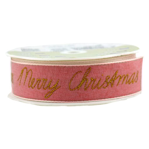 Panglica realizata din material textil (25mm x 10m) - Merry Christmas (Model 1)