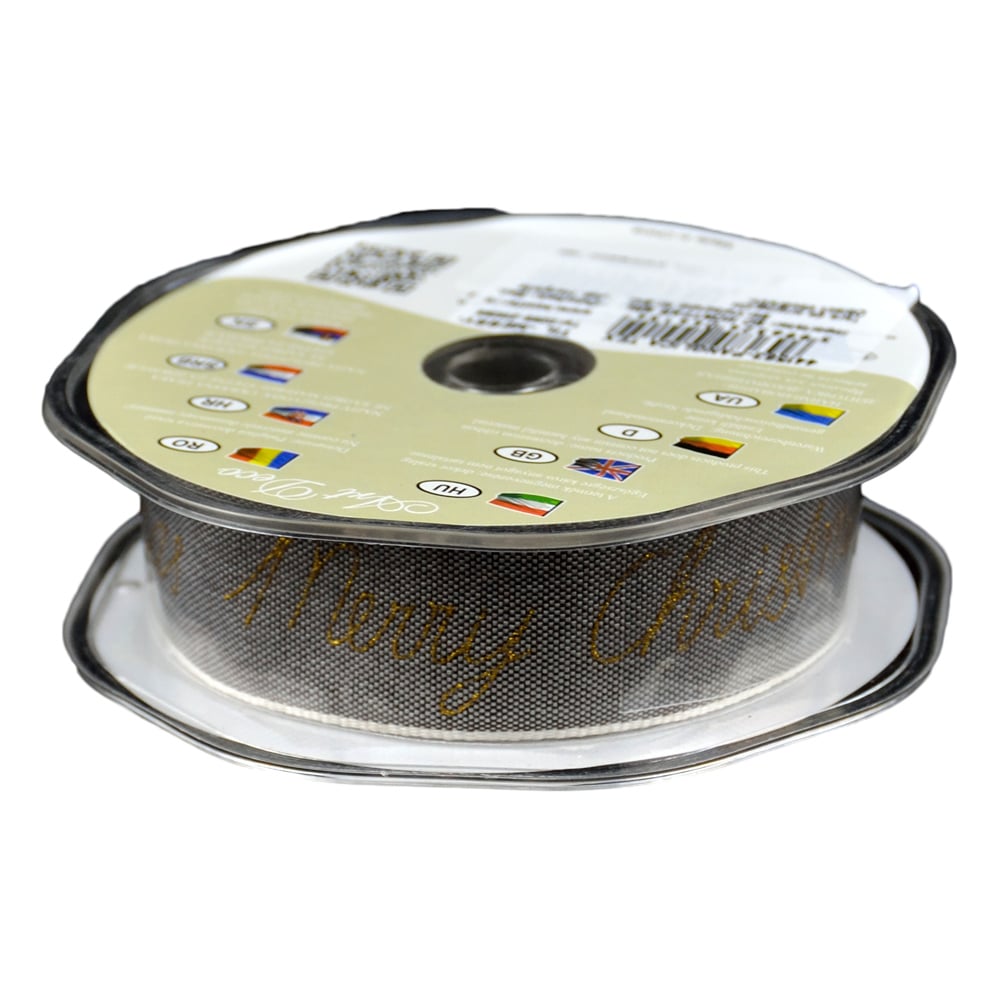 Panglica realizata din material textil (25mm x 10m) - Merry Christmas (Model 3) Panglica realizata din material textil (25mm x 10m) - Merry Christmas (Model 3)