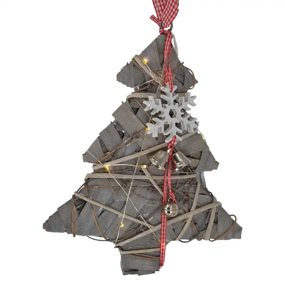 Decoratiune cu led pentru craciun realizat din metal si material textil - Brad