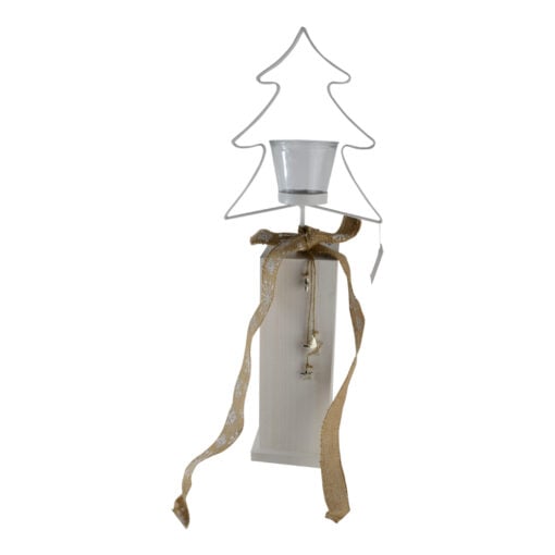 Decor craciun realizat din metal. material textil si suport de sticla - Design Brad (Tip stativ)