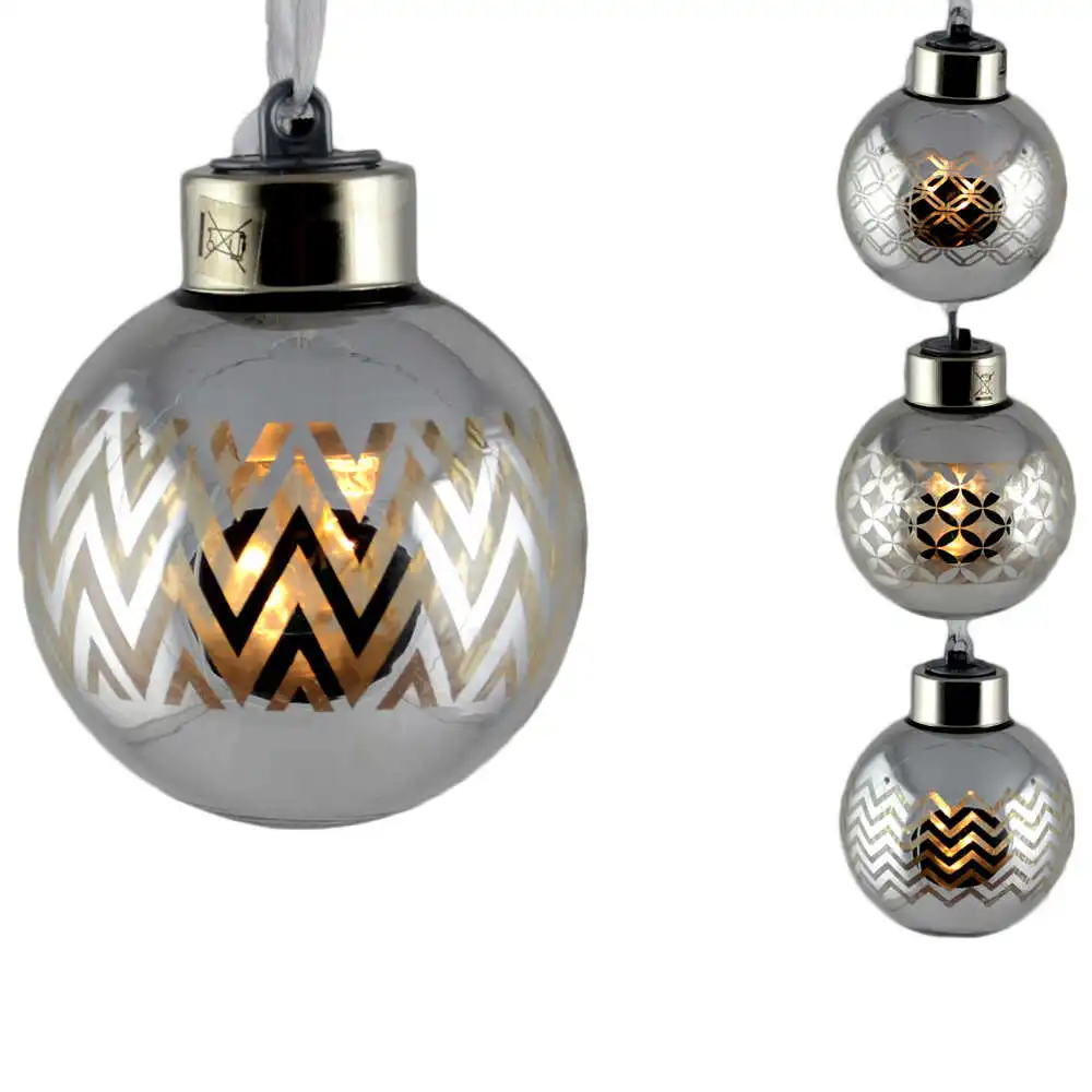Glob cu led realizat din sticla pentru brad de craciun - Design Dungi - Diferite modele (Model 2)
