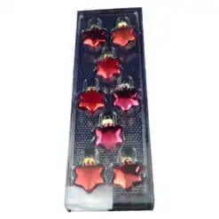 Set 8 globuri realizate din plastic in forma de stea pentru brad de craciun - Diferite modele (Rosu)