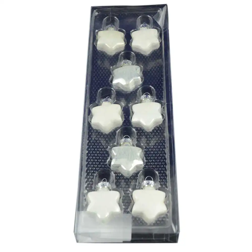 Set 8 globuri realizate din plastic in forma de stea pentru brad de craciun - Diferite modele (Alb) Set 8 globuri realizate din plastic in forma de stea pentru brad de craciun - Diferite modele (Alb)