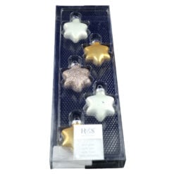 Set 5 globuri realizate din plastic in forma de stea pentru brad de craciun - Diferite culori