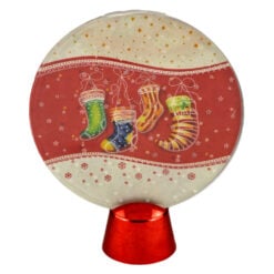 Ornament cu led realizat din plastic in forma rotunda - Desing cu fulgi de nea