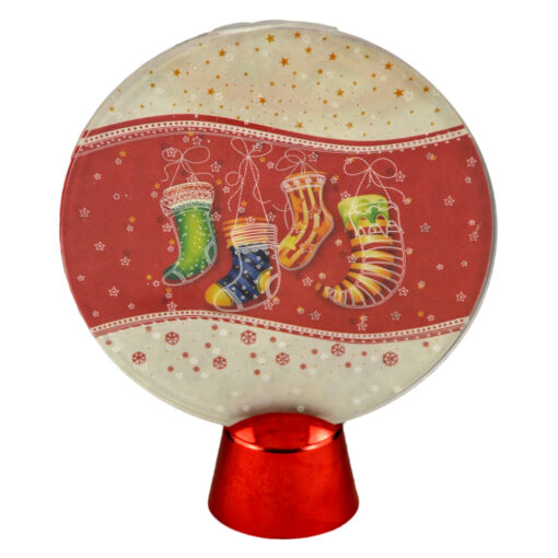 Ornament cu led realizat din plastic in forma rotunda - Desing cu fulgi de nea