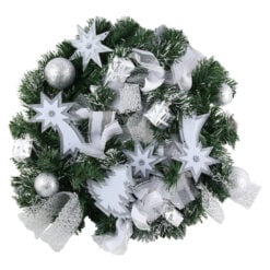 Coronita brad artificial cu stelute si globuri argintii 40 CM