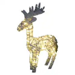 Decoratiune de craciun realizata din sarma si fire textile in forma de cerb - Cu leduri