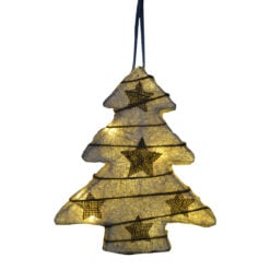 Decor usa/fereastra cu led realizat din sisal in forma de brad - Design cu stelute