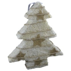 Decor usa/fereastra cu led realizat din sisal in forma de brad - Design cu stelute