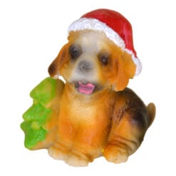 Figurina decorativa realizata din rasina - Catelus cu caciula de Mos Craciun (Diverse modele)