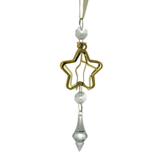 Decoratiune de Craciun realizata din metal cu cristale si agatatoare