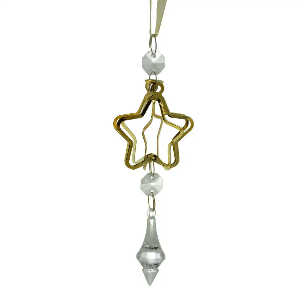 Decoratiune de Craciun realizata din metal cu cristale si agatatoare