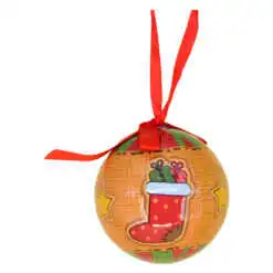 Glob de Craciun realizat din material plastic - Design Sosete cu cadouri - Galben-rosu