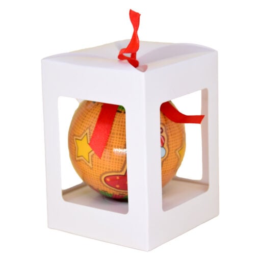 Glob de Craciun realizat din material plastic - Design Sosete cu cadouri - Galben-rosu